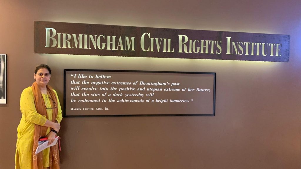 Syed Mubin Zehra visited the Birmingham Civil Rights Institute in Alabama during her trip to the United States under the International Visitor Leadership Program. (Photograph courtesy Syed Mubin Zehra) 