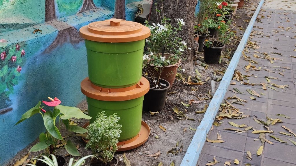 Ekobarn's set of two Ekobins is designed for low maintenance, efficient home composting of organic waste. (Photograph courtesy Ekobarn)