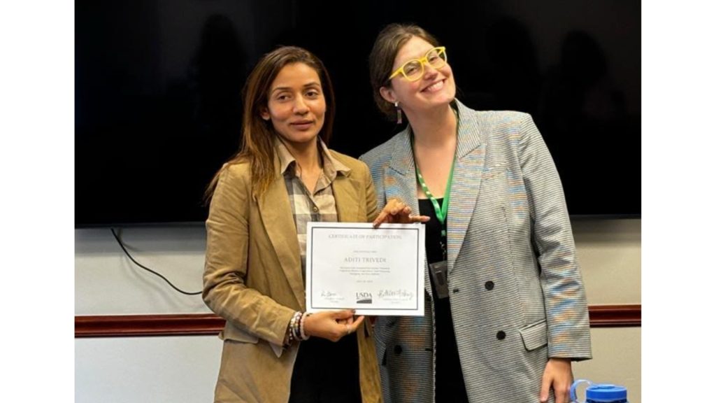 The program helped Aditi Sharma Trivedi (left) learn about innovative farming techniques and connect with other entrepreneurs.  (Photograph courtesy Aditi Sharma Trivedi)